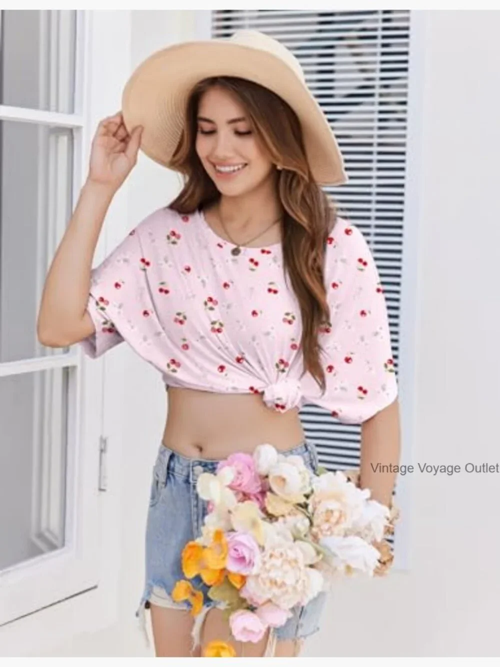 Women's 2-Piece Pajama Set Short Sleeve Lightweight Sleepwear Lounge Set with - Picture 6 of 7